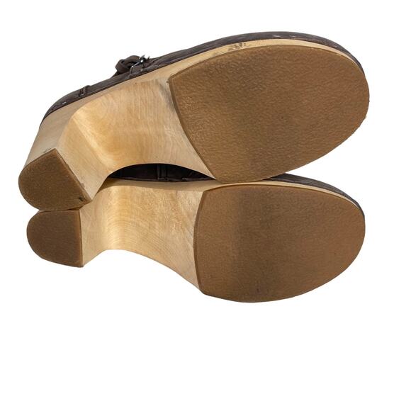 Swedish Hasbeens High-Heeled Jodhpu Boot Chocolate Brown Nubuck Leather Size 40 - Picture 9 of 12